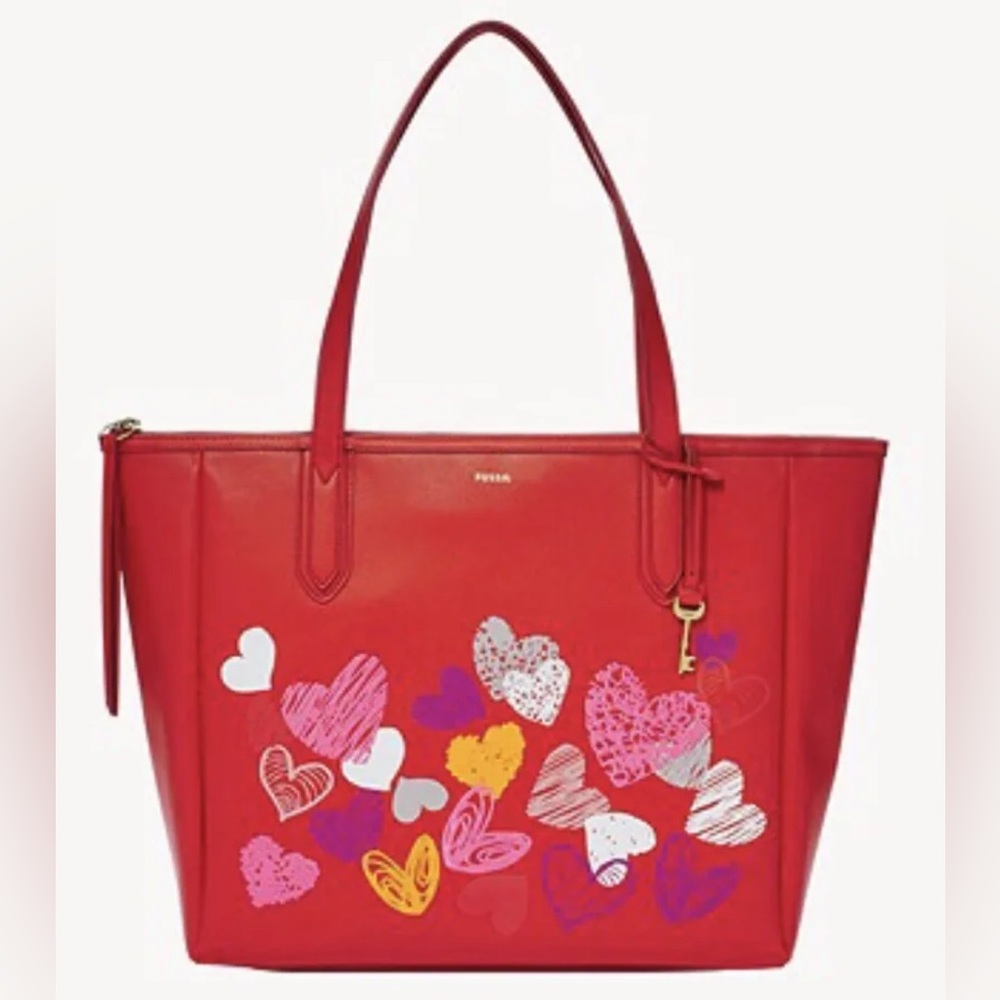 NWT FOSSIL Sydney Tote Red Multi... Great Mother’s Day Gift 💝